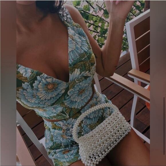 Zara Blue High Waist Shorts Set Size Small NWOT - Picture 6 of 9